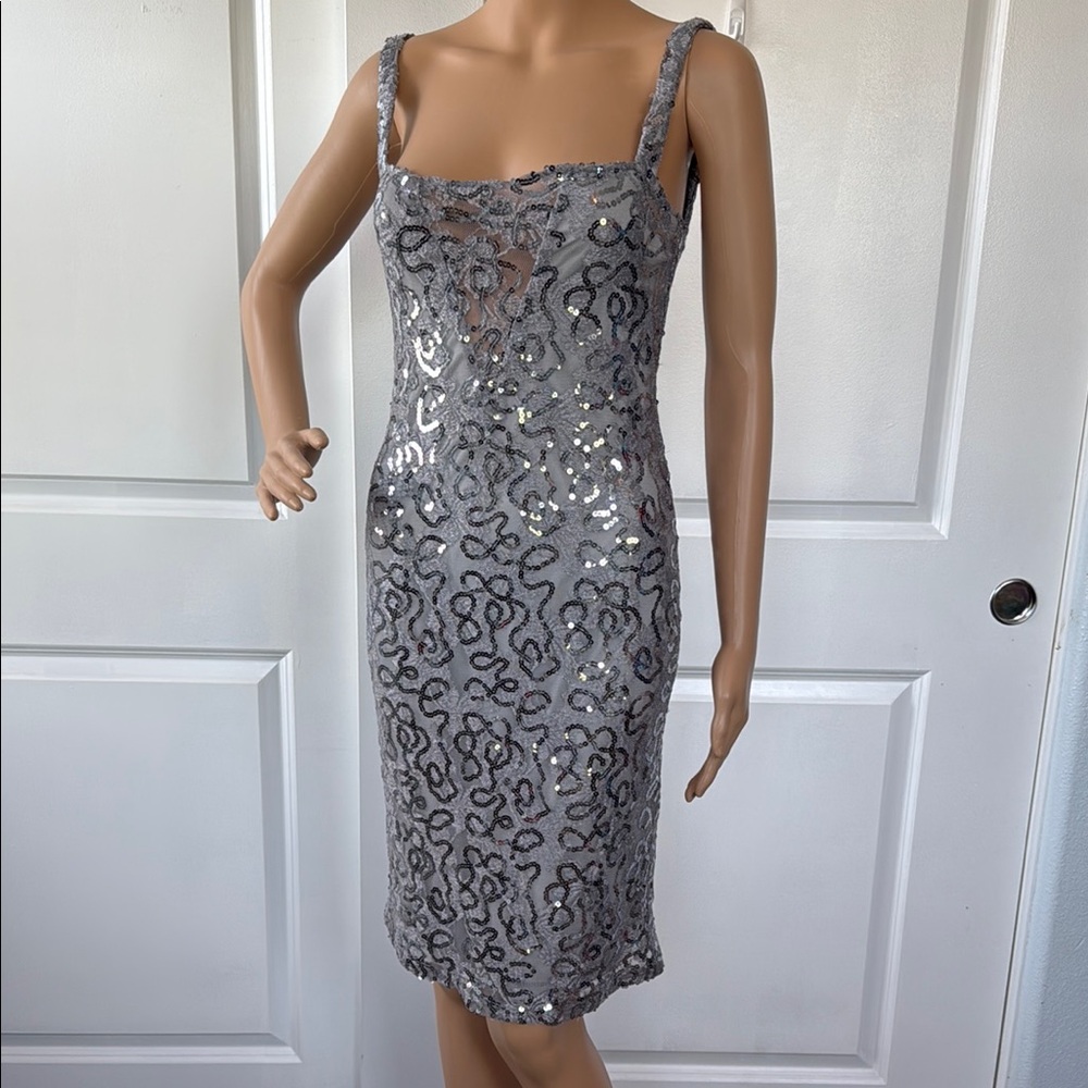 Frederick’s of Hollywood Sparkling Sleeveless silver Sequin Dress 2 XS